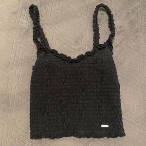 black Hollister Scrunchie tank top size XS Lettuce trim at the bottom